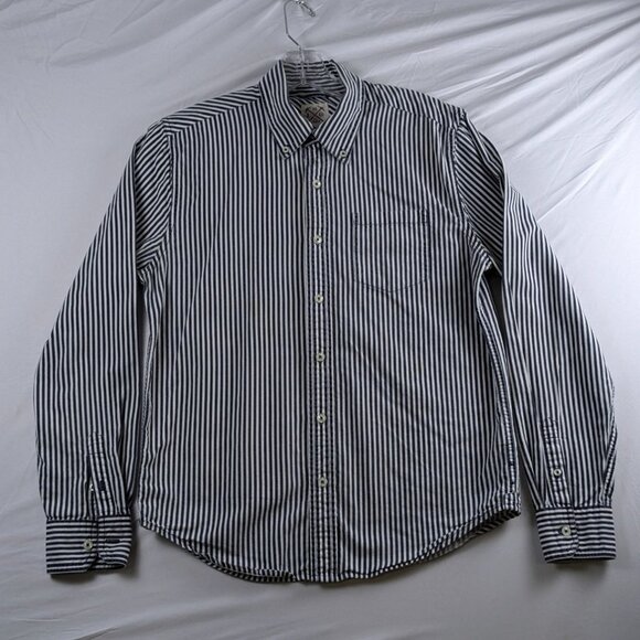 Levis White Blue Striped Button-Down Shirt Small Mens Long Sleeve Casual Pocket - Picture 1 of 12
